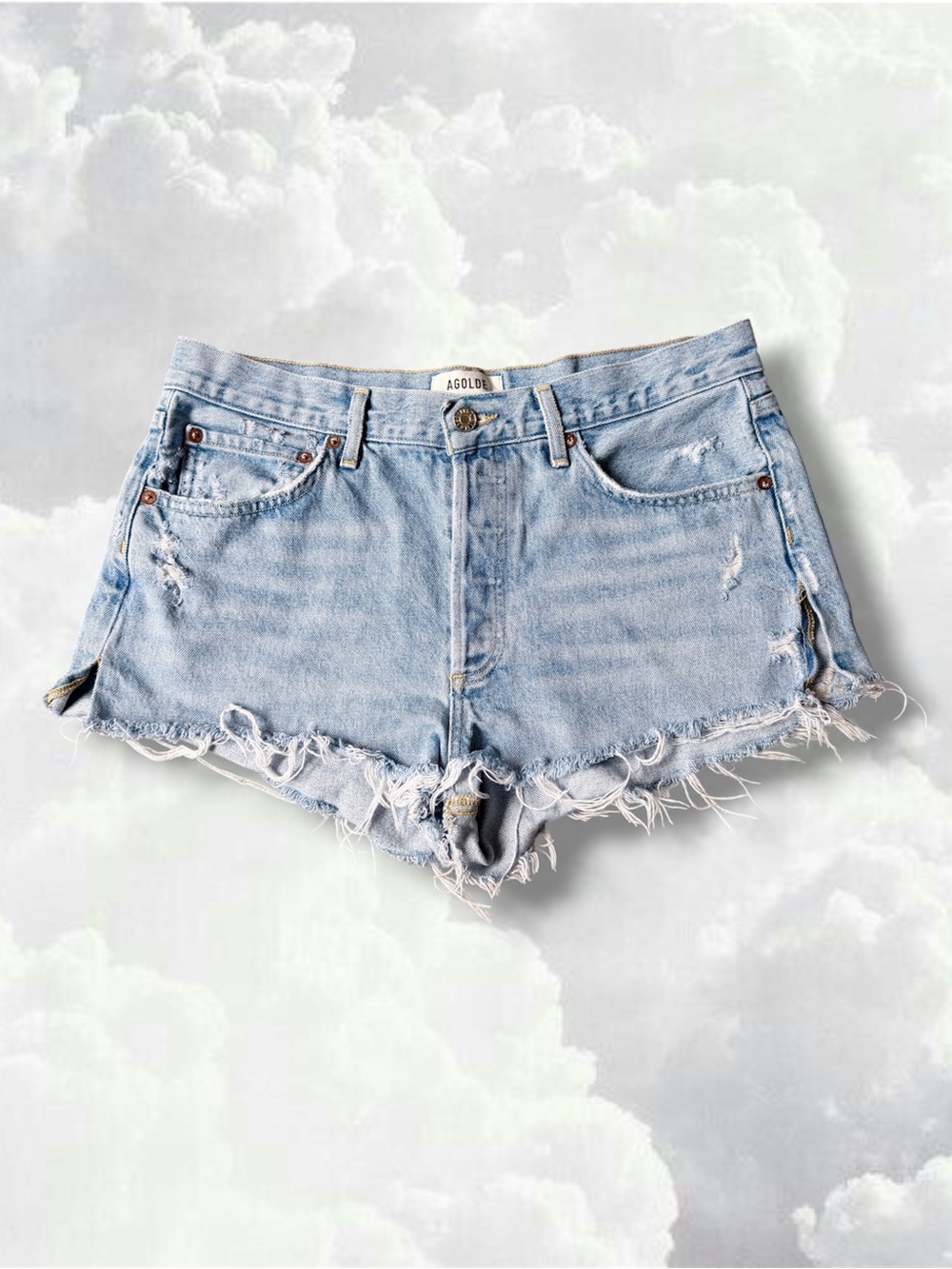 Agolde Parker Light Wash Cut-off Denim Shorts